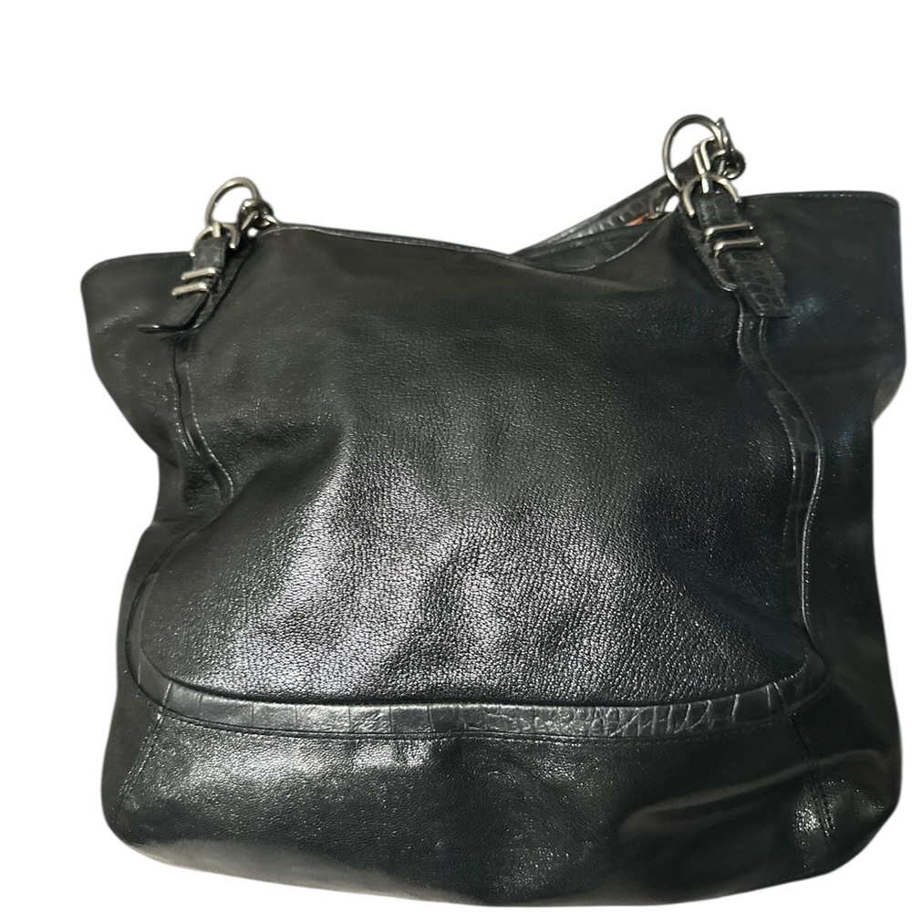 NWT J127819969 Coach Black Leather cow hide Shoulder Bag gunmetal acc - Picture 2 of 16
